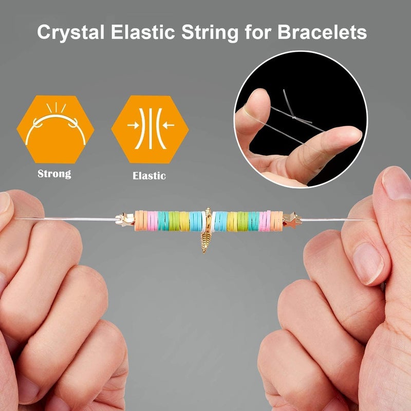 QBJAYTY 0.8mm Bracelet String Elastic, Clear Elastic String for Bracelets, Clay Bead String, 100m Stretchy Bracelet String for Bracelet Making, Stretch Beading String Cord Thread for Beads(Crystal) - Image 3